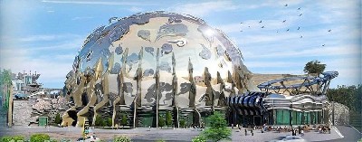 游樂(lè)園外形建筑鏡面半圓不銹鋼雕塑定制