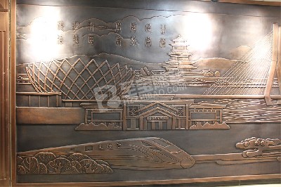 博物館壁畫風景鍛銅浮雕定制