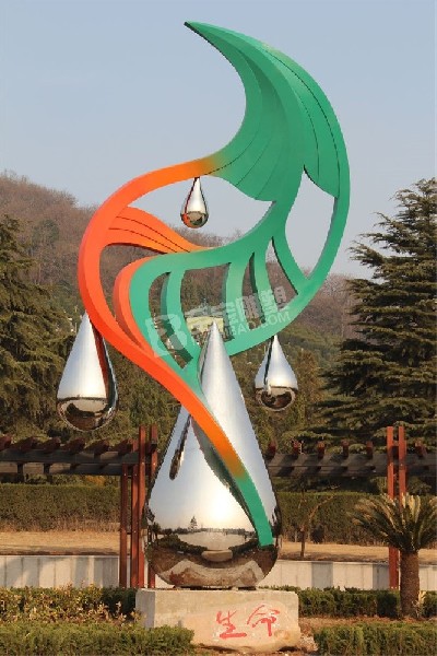 景區(qū)廣場鏡面生命水滴不銹鋼雕塑定制