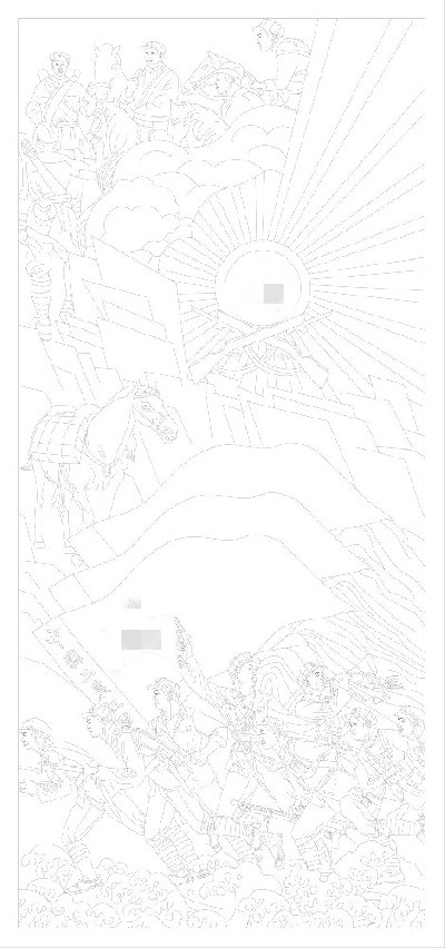 中國工農紅軍浮雕雕塑原創(chuàng)手繪設計稿