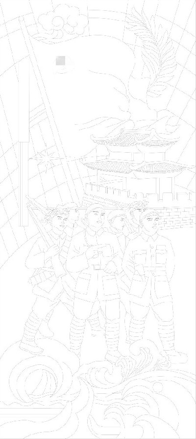 紅色黨建浮雕雕塑原創(chuàng)手繪設計稿