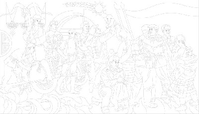 紅色黨建浮雕雕塑原創(chuàng)手繪設計稿