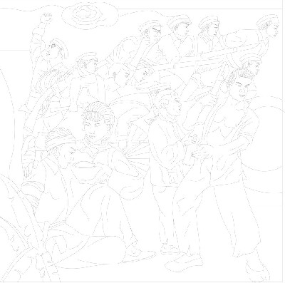 紅色黨建浮雕雕塑原創(chuàng)手繪設計稿