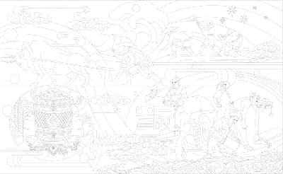 民族團結(jié)浮雕雕塑原創(chuàng)手繪設計稿