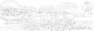 山水風景浮雕雕塑原創(chuàng)手繪設計稿