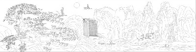 山水風景浮雕雕塑原創(chuàng)手繪設計稿