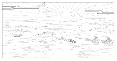 山水風景浮雕雕塑原創(chuàng)手繪設計稿