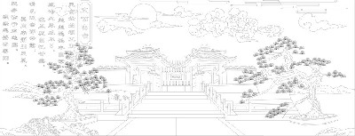 山水風景浮雕雕塑原創(chuàng)手繪設計稿