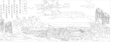 山水風景浮雕雕塑原創(chuàng)手繪設計稿