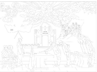 紅色黨建浮雕雕塑原創(chuàng)手繪設計稿