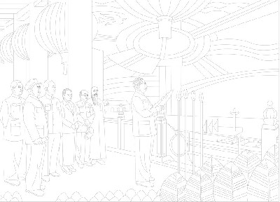 紅色黨建浮雕雕塑原創(chuàng)手繪設計稿