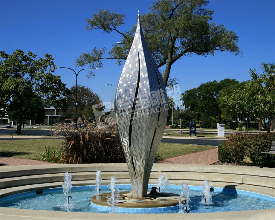 公園鏡面樹(shù)葉不銹鋼雕塑定制
