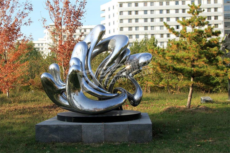 寫(xiě)字樓園林景觀(guān)小品抽象花朵不銹鋼雕塑定制