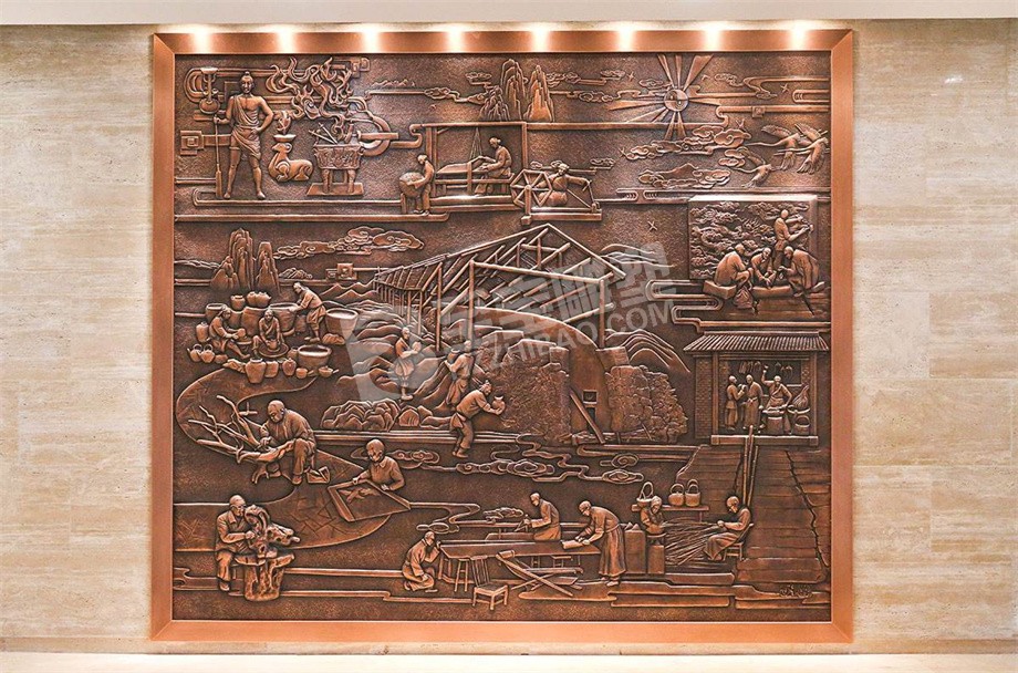 鍛銅浮雕壁畫勞作圖
