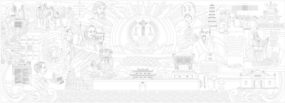 法院浮雕雕塑壁畫原創(chuàng)手繪設計稿