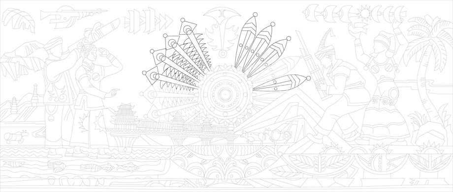 民族團結(jié)浮雕雕塑原創(chuàng)手繪設(shè)計稿