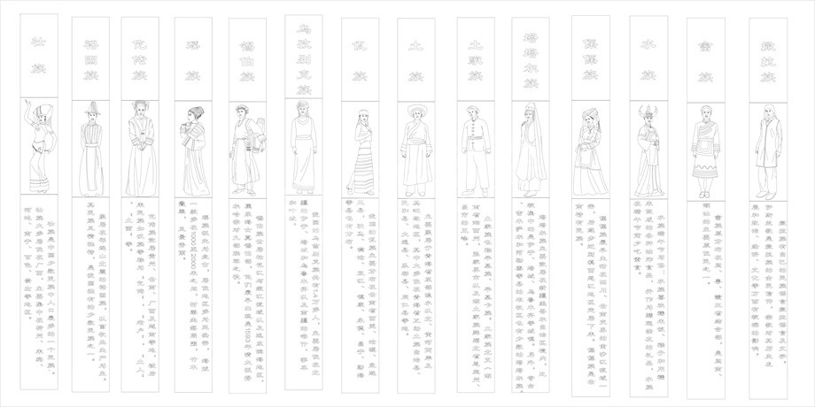 民族團結(jié)浮雕雕塑原創(chuàng)手繪設(shè)計稿