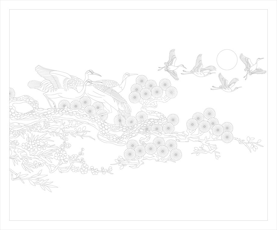 山水風景浮雕雕塑原創(chuàng)手繪設(shè)計稿