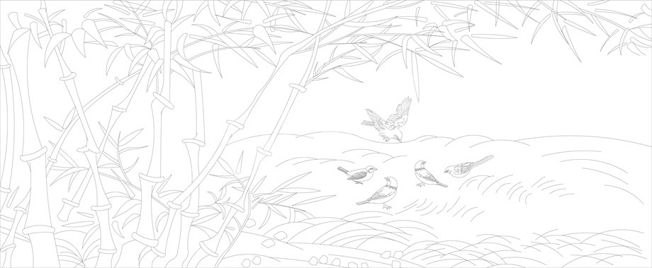 山水風景浮雕雕塑原創(chuàng)手繪設(shè)計稿