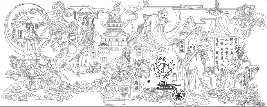 中醫(yī)文化浮雕雕塑原創(chuàng)手繪設計稿