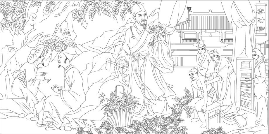 中醫(yī)文化浮雕雕塑原創(chuàng)手繪設計稿