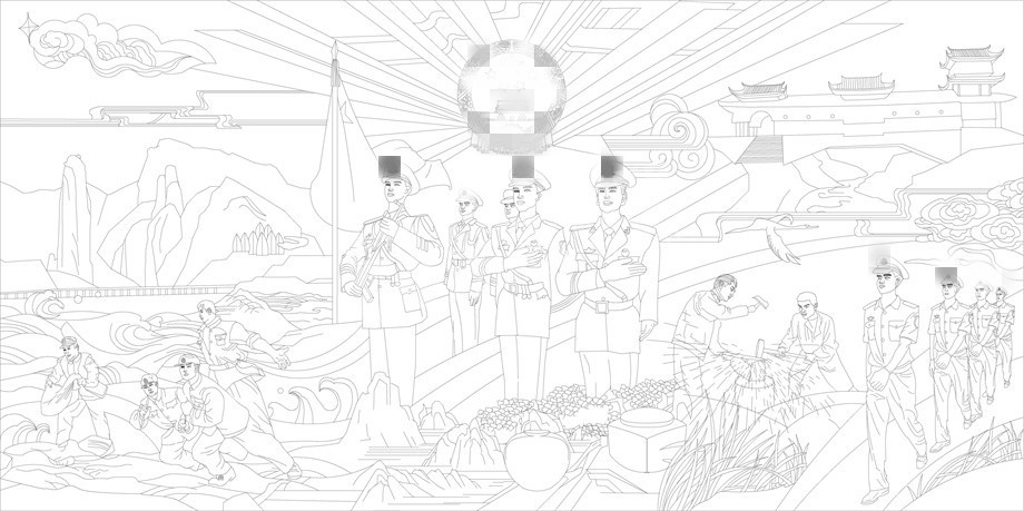 紅色黨建浮雕雕塑原創(chuàng)手繪設(shè)計稿