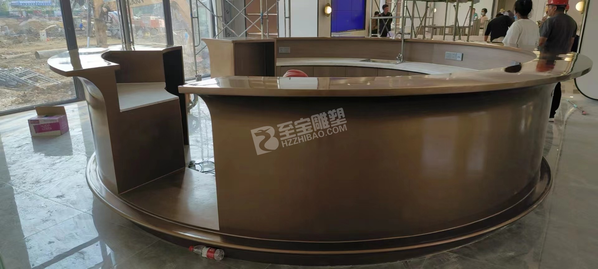 銅陵銅官區(qū)城投太學(xué)里營銷中心電鍍不銹鋼水吧臺(tái)雕塑